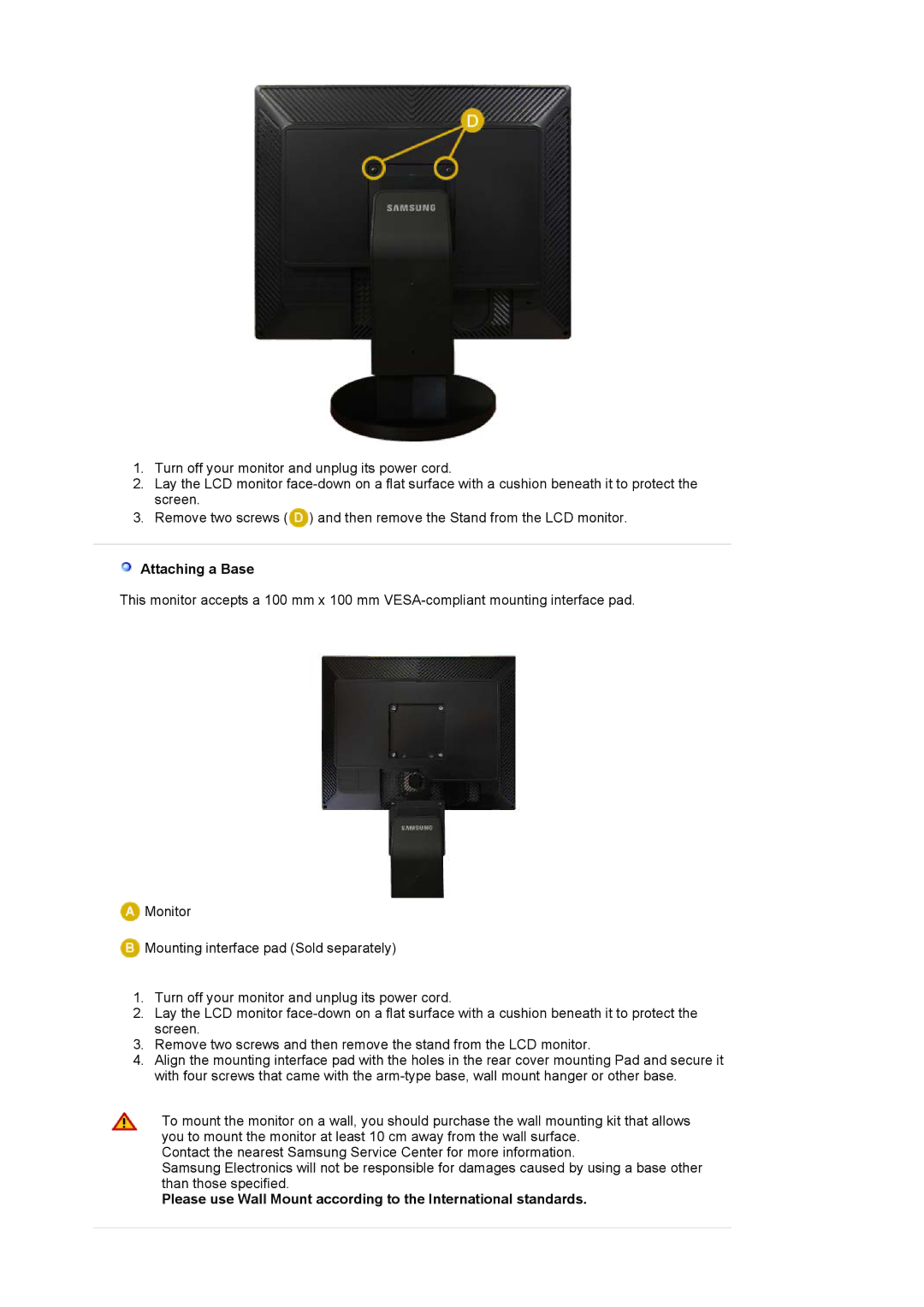 Samsung XL20 manual Attaching a Base 