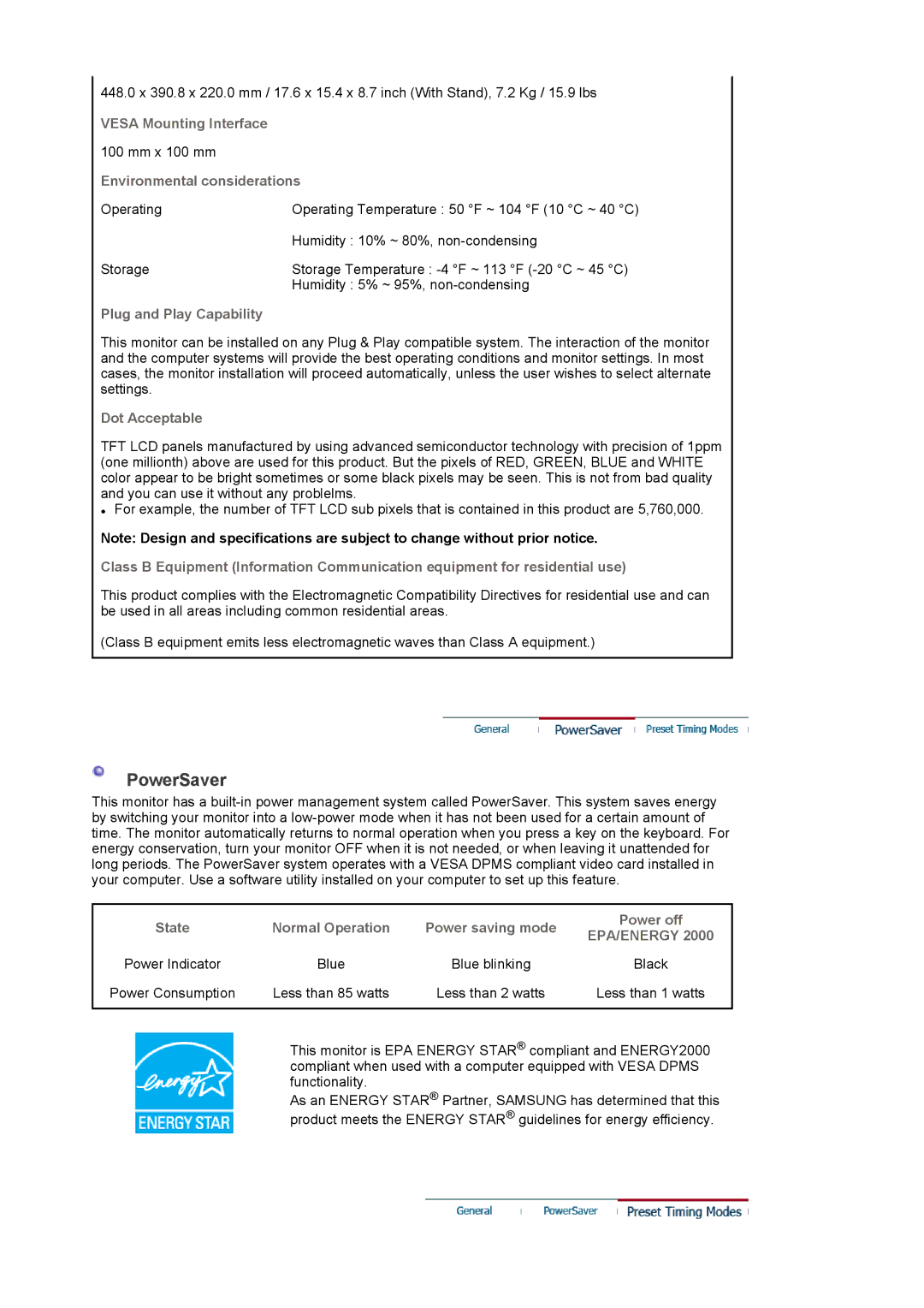 Samsung XL20 manual PowerSaver 