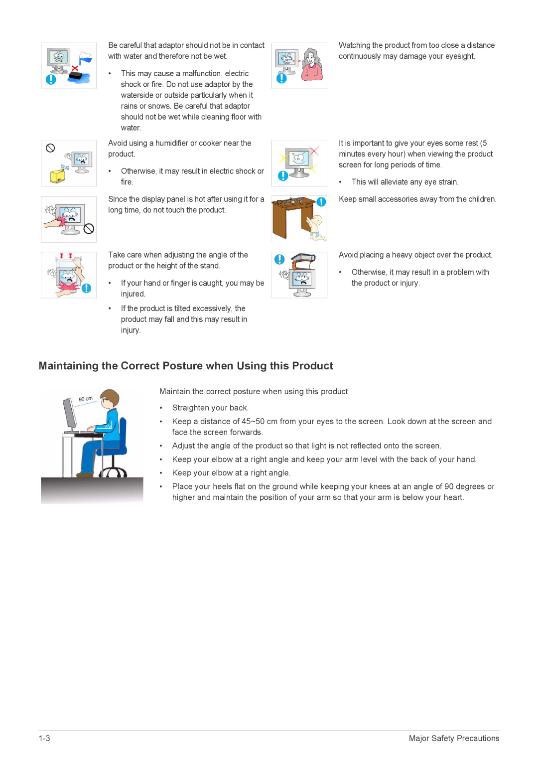 Samsung XL2270 user manual Maintaining the Correct Posture when Using this Product 