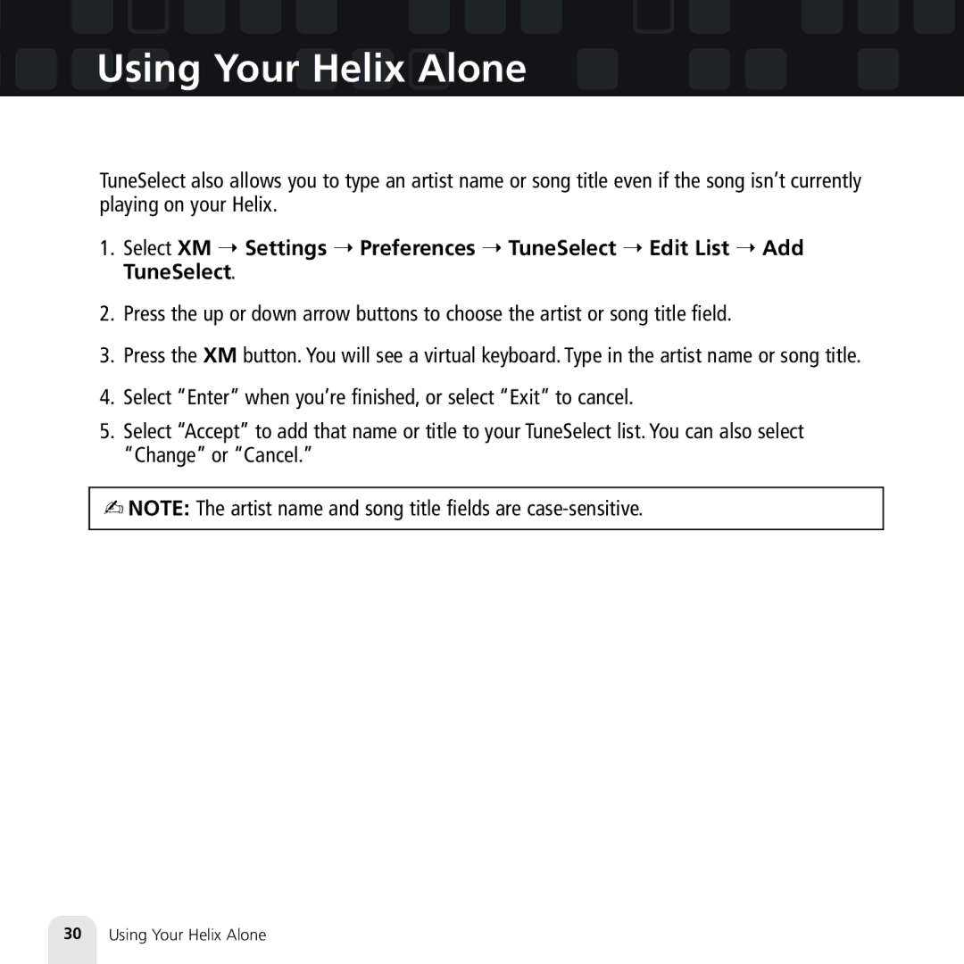 Samsung XM2go manual Using Your Helix Alone 