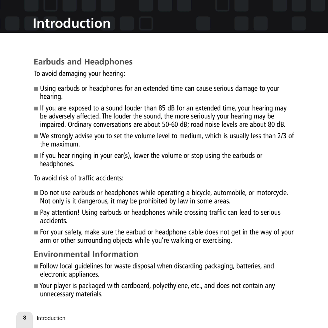 Samsung XM2go manual Earbuds and Headphones, Environmental Information 