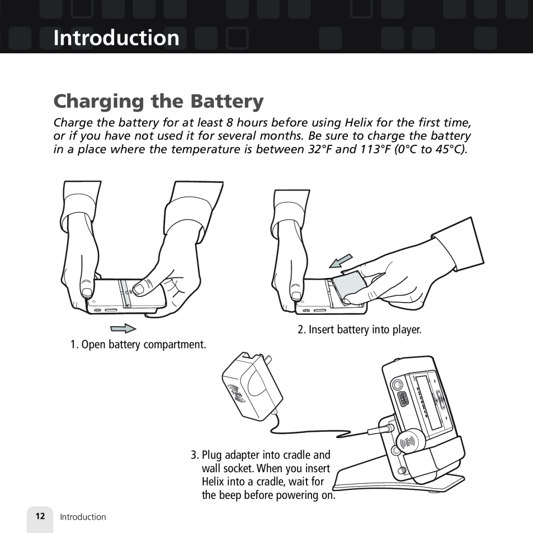 Samsung XM2go manual Charging the Battery, 12Introduction 