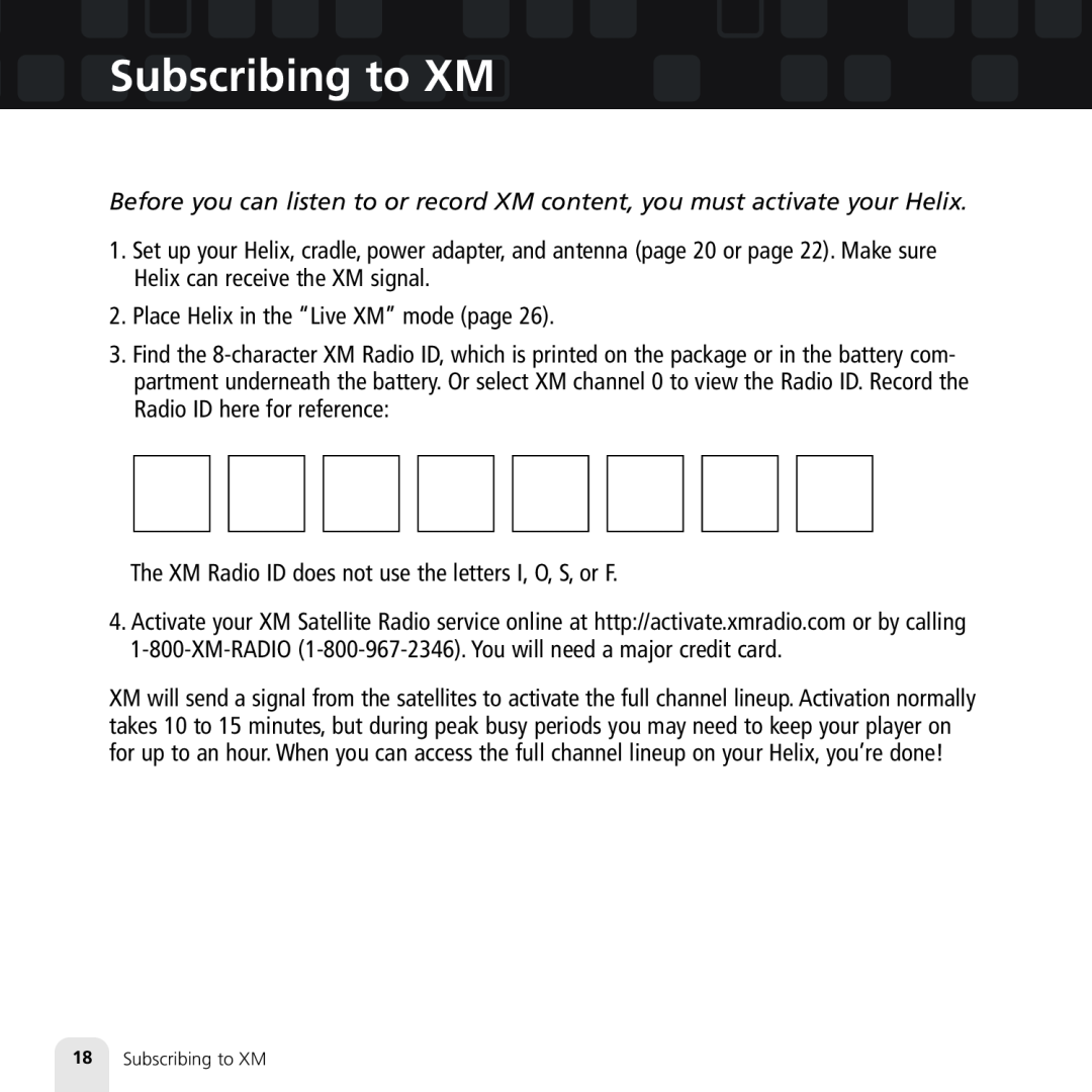 Samsung XM2go manual Subscribing to XM 