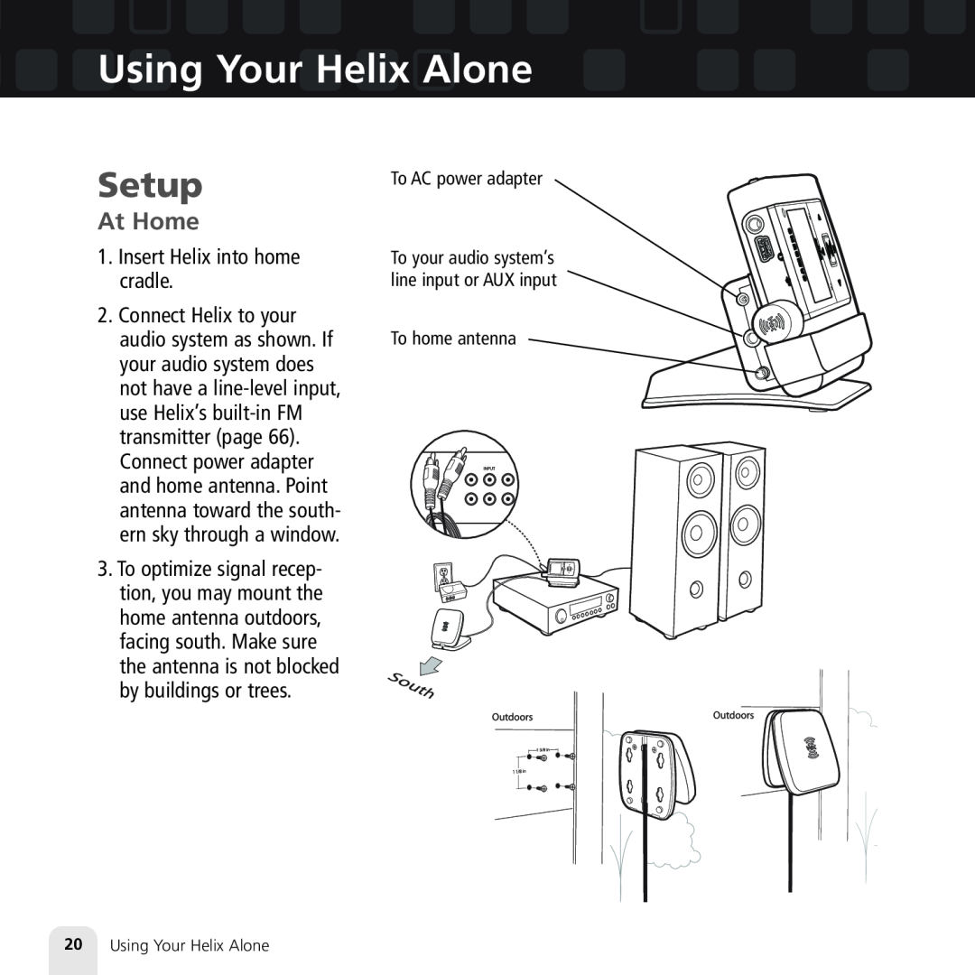 Samsung XM2go manual Using Your Helix Alone, Setup, At Home 
