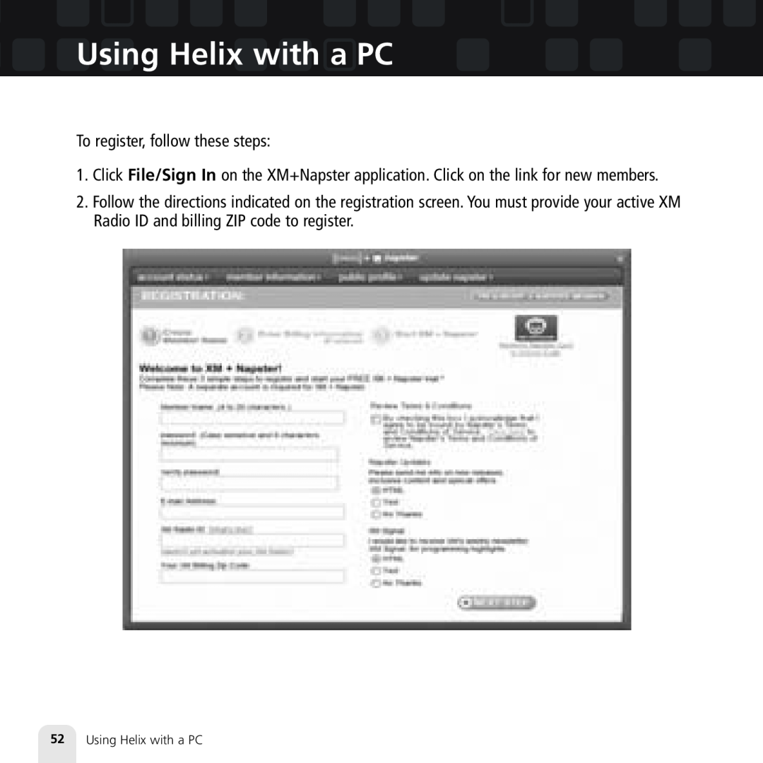 Samsung XM2go manual Using Helix with a PC, To register, follow these steps 