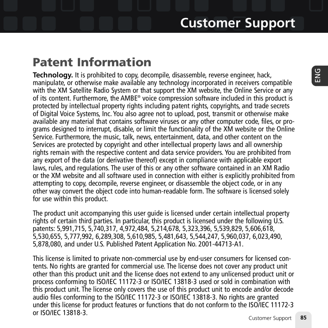 Samsung XM2go manual Patent Information, Customer Support 