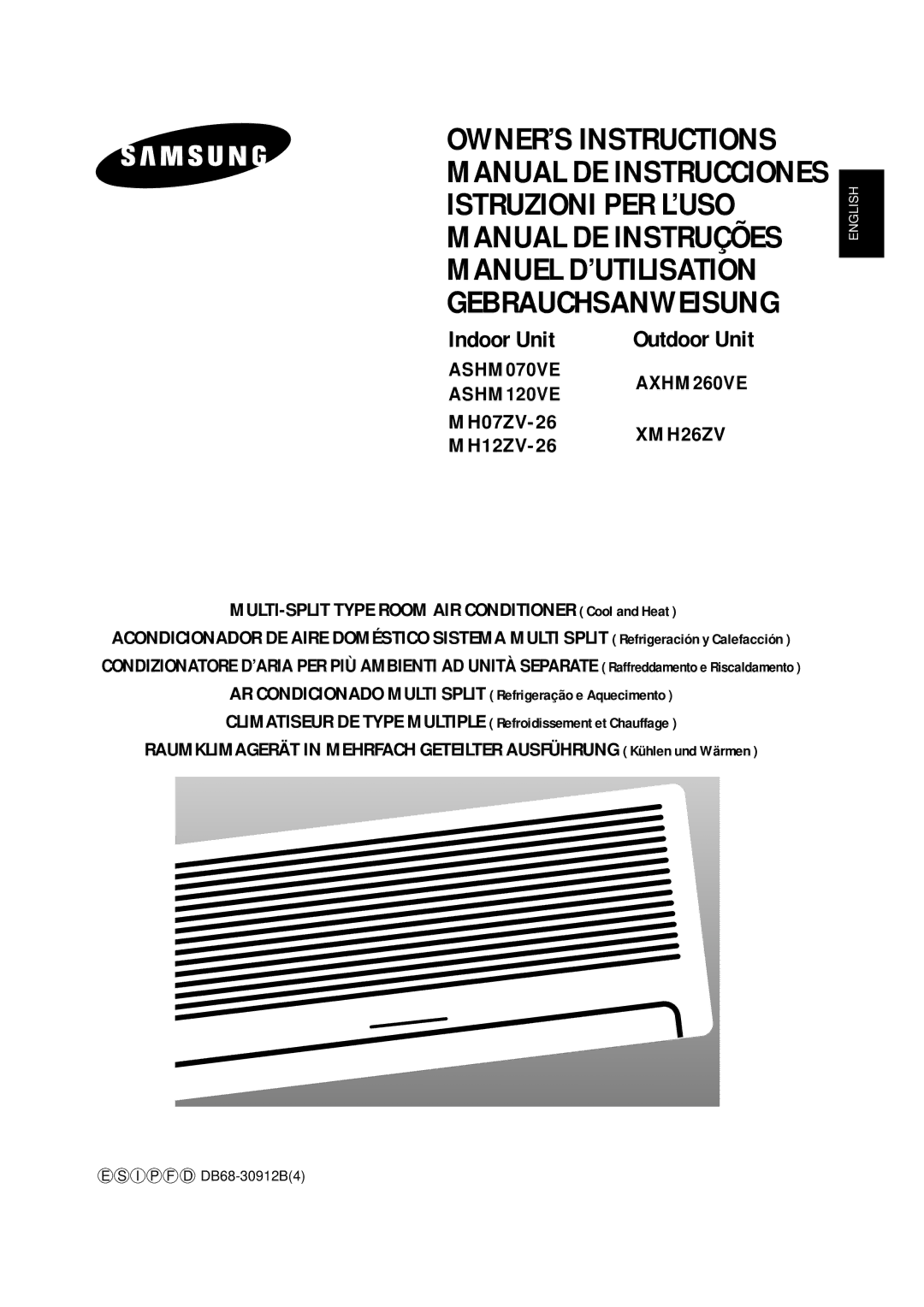 Samsung ASHM070VE, XMH26ZV, ASHM120VE, AXHM260VE, MH07ZV-26 manuel dutilisation Manual DE Instrucciones Istruzioni PER L’USO 