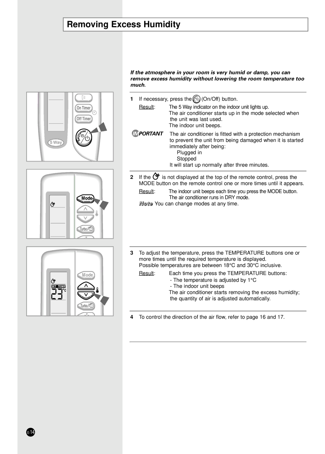 Samsung XUQ09A2MD2/XSV manual Removing Excess Humidity 