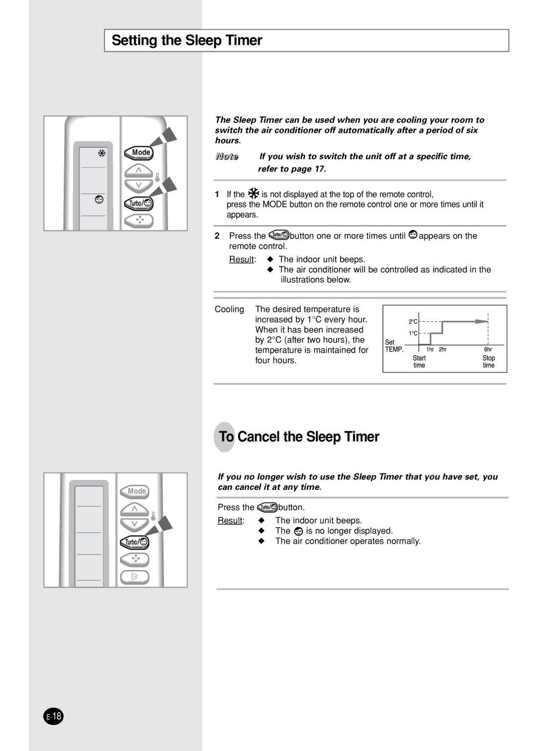 Samsung XUST18P0GEAMIG, XUST18S0GEAHAC, XUST24P6GEAMIG, IAST18P0GEAMIG Setting the Sleep Timer, To Cancel the Sleep Timer 