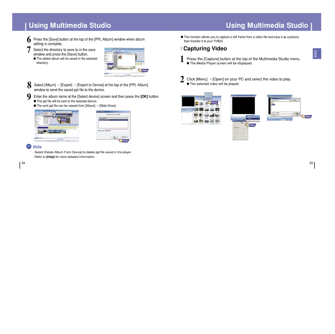 Samsung YH-820MC/ELS, YH-820MC/XEU, YH-820MC/XAC, YH-820MC/XAA, YH-820MC/XSP, YH-820MC/XSV manual Capturing Video 