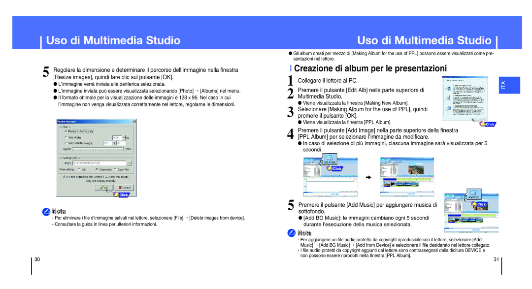 Samsung YH-820MC/XAC manual Creazione di album per le presentazioni, Viene visualizzata la finestra Making New Album 