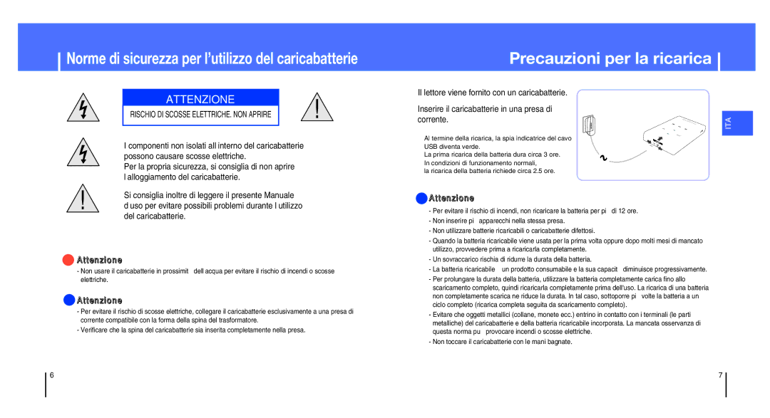 Samsung YH-820MW/CHN Non inserire più apparecchi nella stessa presa, Non toccare il caricabatterie con le mani bagnate 