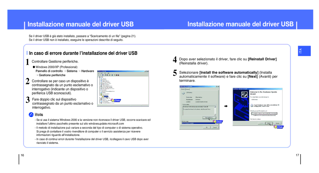 Samsung YH-820MC/XAC Installazione manuale del driver USB, Caso di errore durante l’installazione del driver USB 