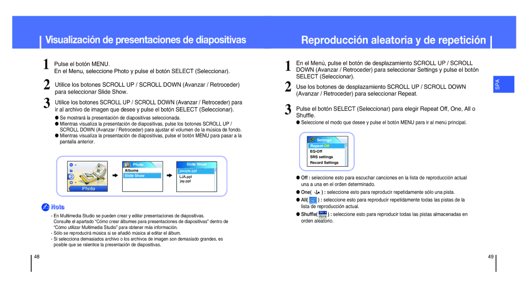 Samsung YH-820MC/ELS manual Visualización de presentaciones de diapositivas 