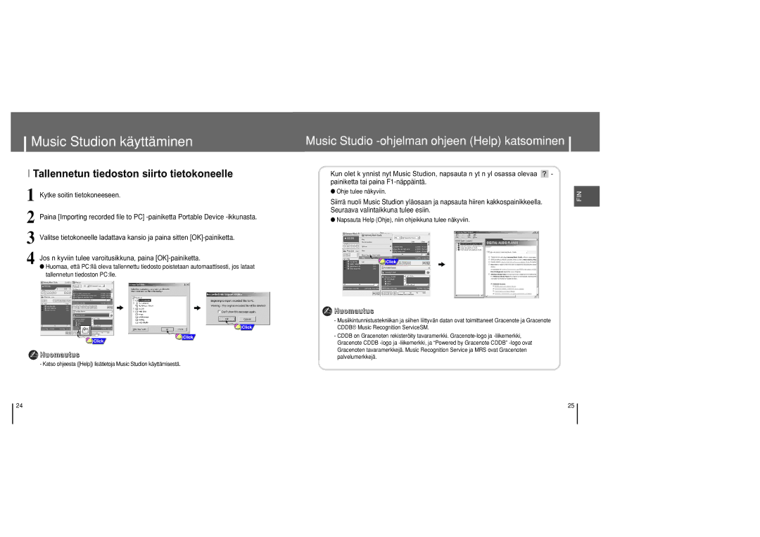 Samsung YH-820MC/ELS manual Seuraava valintaikkuna tulee esiin, Ohje tulee näkyviin 