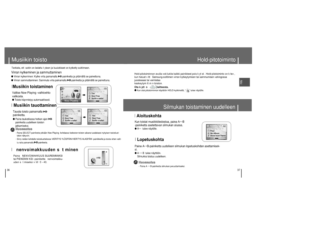 Samsung YH-820MC/ELS manual Musiikin toisto 