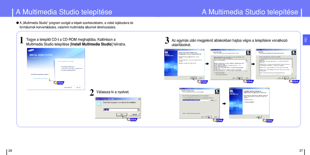 Samsung YH-820MC/ELS manual Multimedia Studio telepítése, Válassza ki a nyelvet 