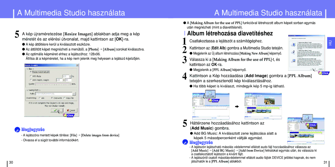 Samsung YH-820MC/ELS manual Album létrehozása diavetítéshez, Kattintson az OK-ra 