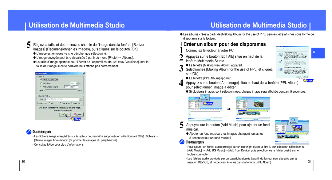 Samsung YH-820MW/ELS, YH-820MC/ELS Créer un album pour des diaporamas, Appuyez sur le bouton Edit Alb situé en haut de la 