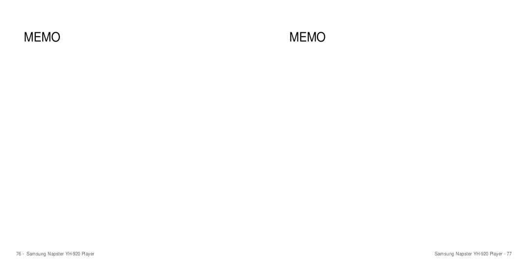 Samsung YH-920 manual Memo 