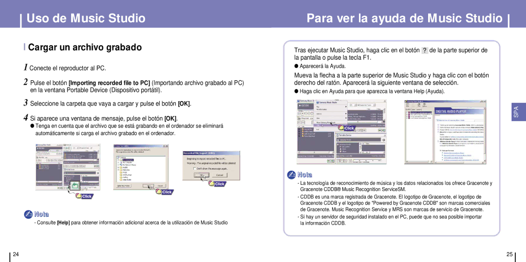 Samsung YH-925GS/XEC, YH-925GS/ELS manual Para ver la ayuda de Music Studio, Cargar un archivo grabado 