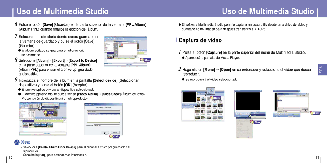 Samsung YH-925GS/XEC, YH-925GS/ELS manual Captura de vídeo, El álbum editado se guardará en el directorio seleccionado 