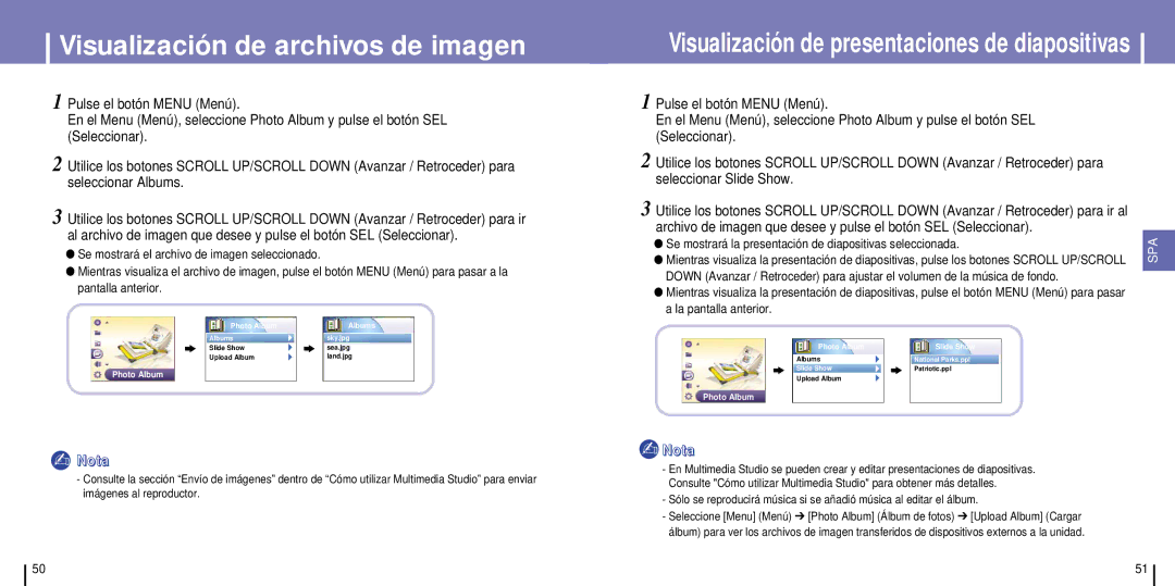 Samsung YH-925GS/ELS, YH-925GS/XEC Visualización de archivos de imagen, La pantalla anterior, Photo Album Slide Show 