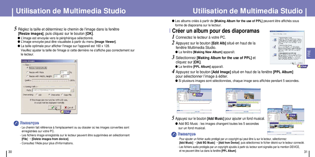 Samsung YH-925GS/ELS manual Fenêtre Multimedia Studio, Limage est envoyée vers le périphérique sélectionné, Le lecteur 