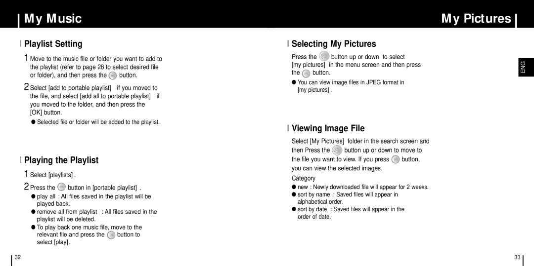 Samsung YH-999 manual Playlist Setting, Selecting My Pictures, Playing the Playlist, Viewing Image File 