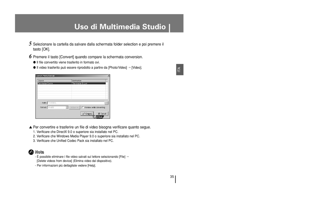 Samsung YH-J50KB/ELS, YH-J50GB/ELS manual Uso di Multimedia Studio 