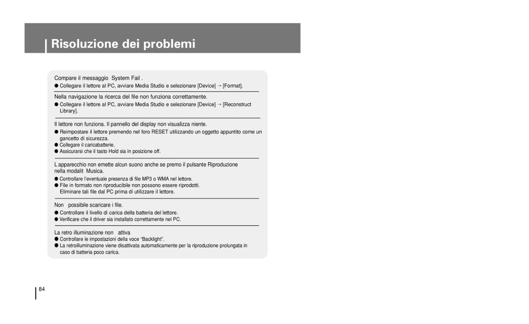 Samsung YH-J50GB/ELS, YH-J50KB/ELS manual Risoluzione dei problemi, Non è possibile scaricare i file 