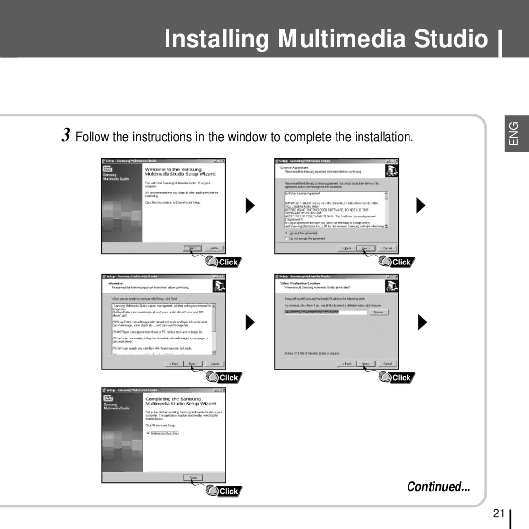 Samsung YH-J70J manual Installing Multimedia Studio 