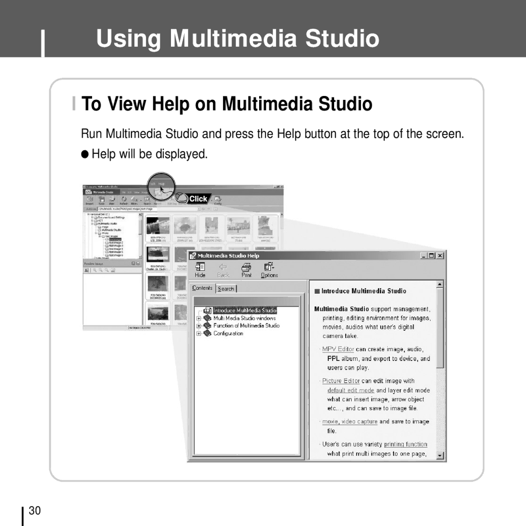 Samsung YH-J70J manual To View Help on Multimedia Studio 