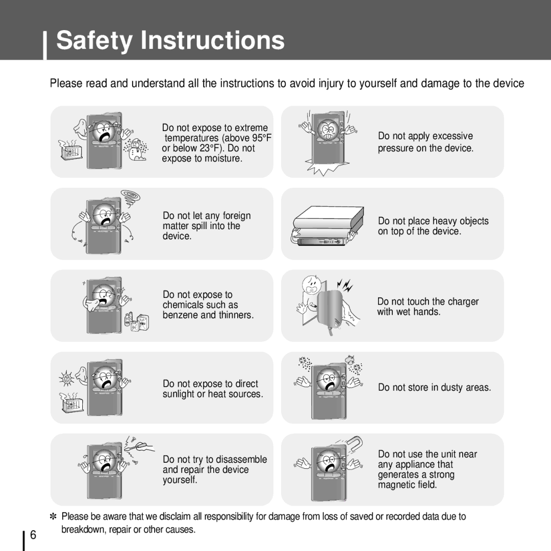 Samsung YH-J70J manual Safety Instructions 