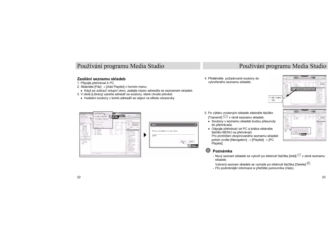 Samsung YH-J70SB/ELS, YH-J70LB/ELS manual Zasílání seznamu skladeb 