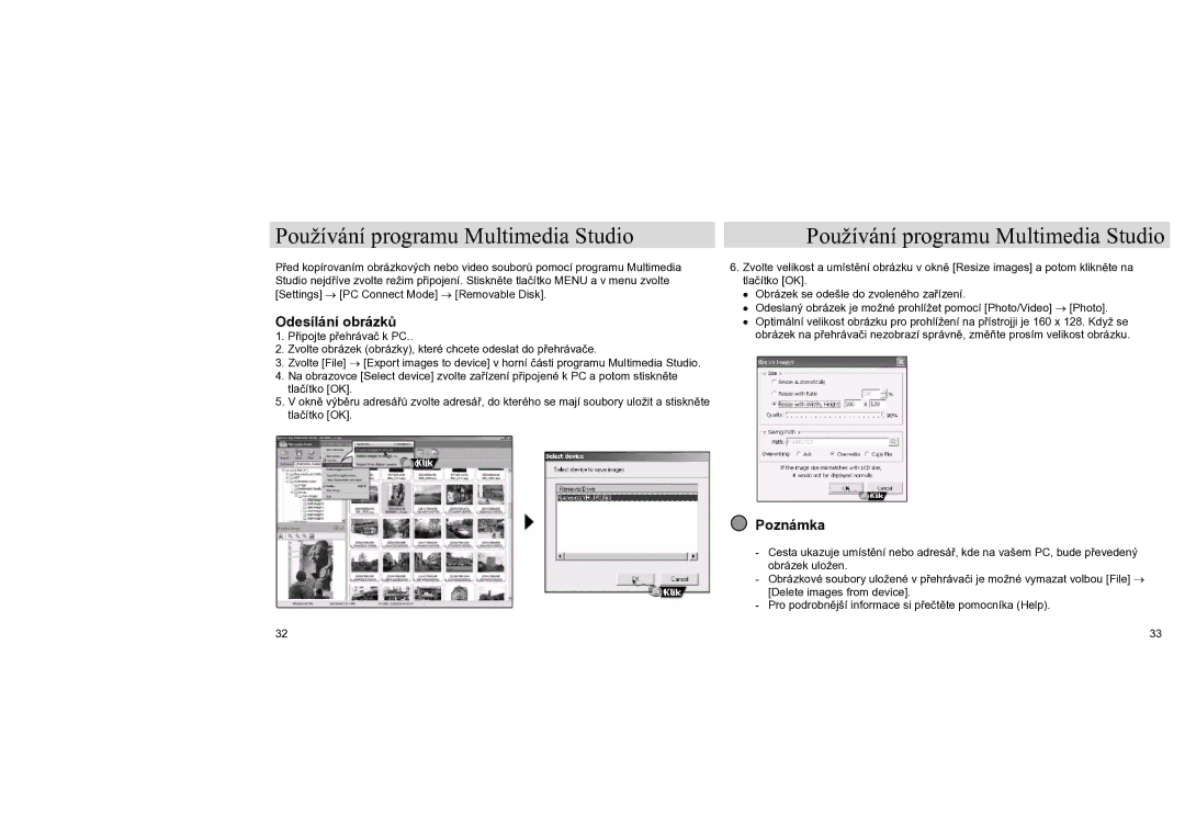 Samsung YH-J70LB/ELS, YH-J70SB/ELS manual Odesílání obrázků 