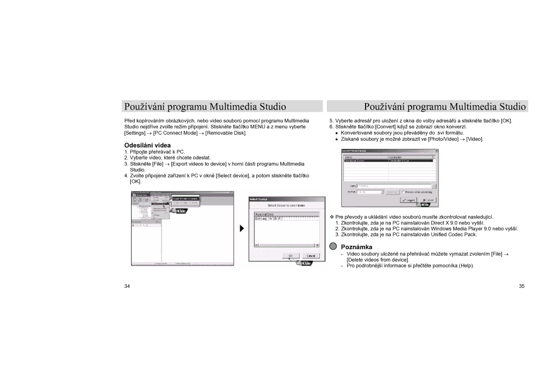 Samsung YH-J70SB/ELS, YH-J70LB/ELS manual Odesílání videa 