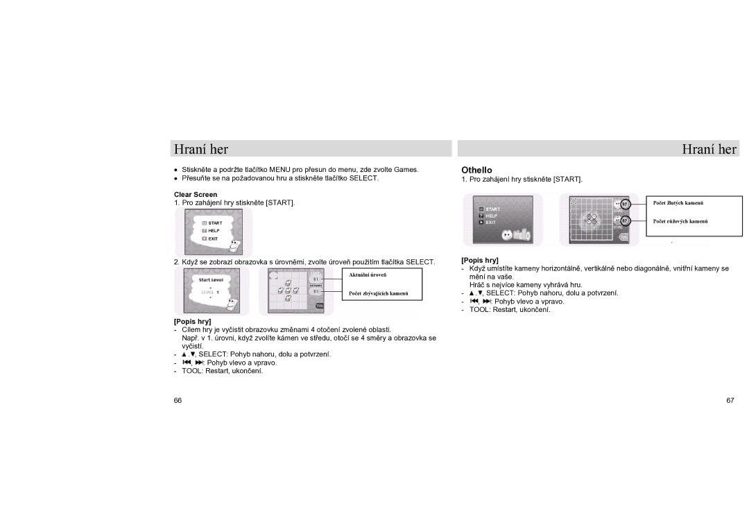 Samsung YH-J70SB/ELS, YH-J70LB/ELS manual Hraní her, Othello 