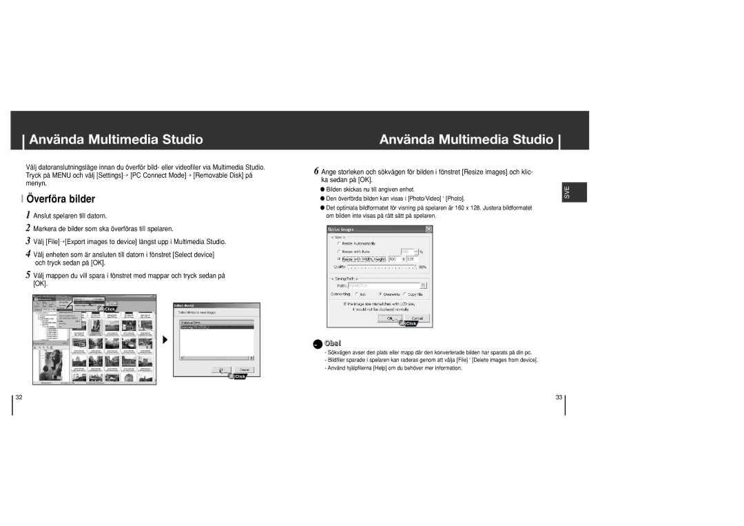 Samsung YH-J70SB/ELS manual Överföra bilder 