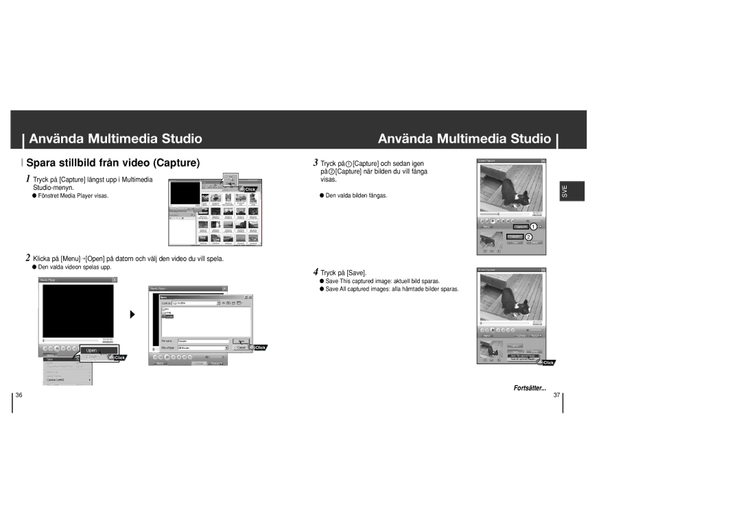 Samsung YH-J70SB/ELS manual Tryck på Capture längst upp i Multimedia Studio-menyn, Tryck på Save 