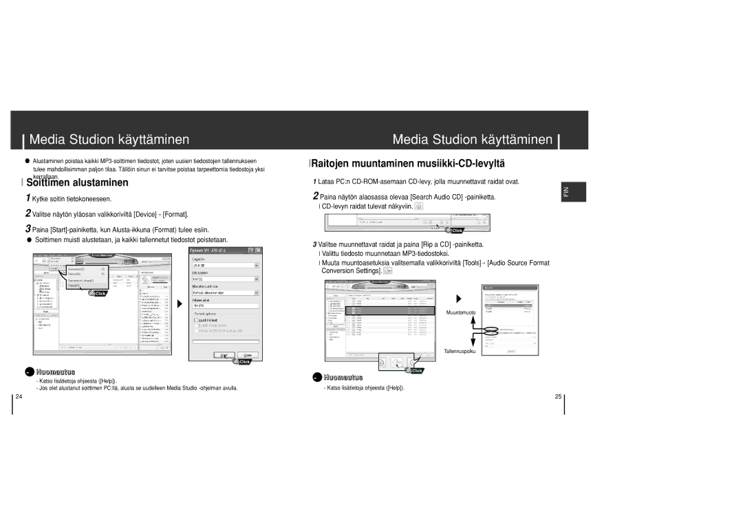 Samsung YH-J70SB/ELS manual Soittimen alustaminen, LRaitojen muuntaminen musiikki-CD-levyltä 