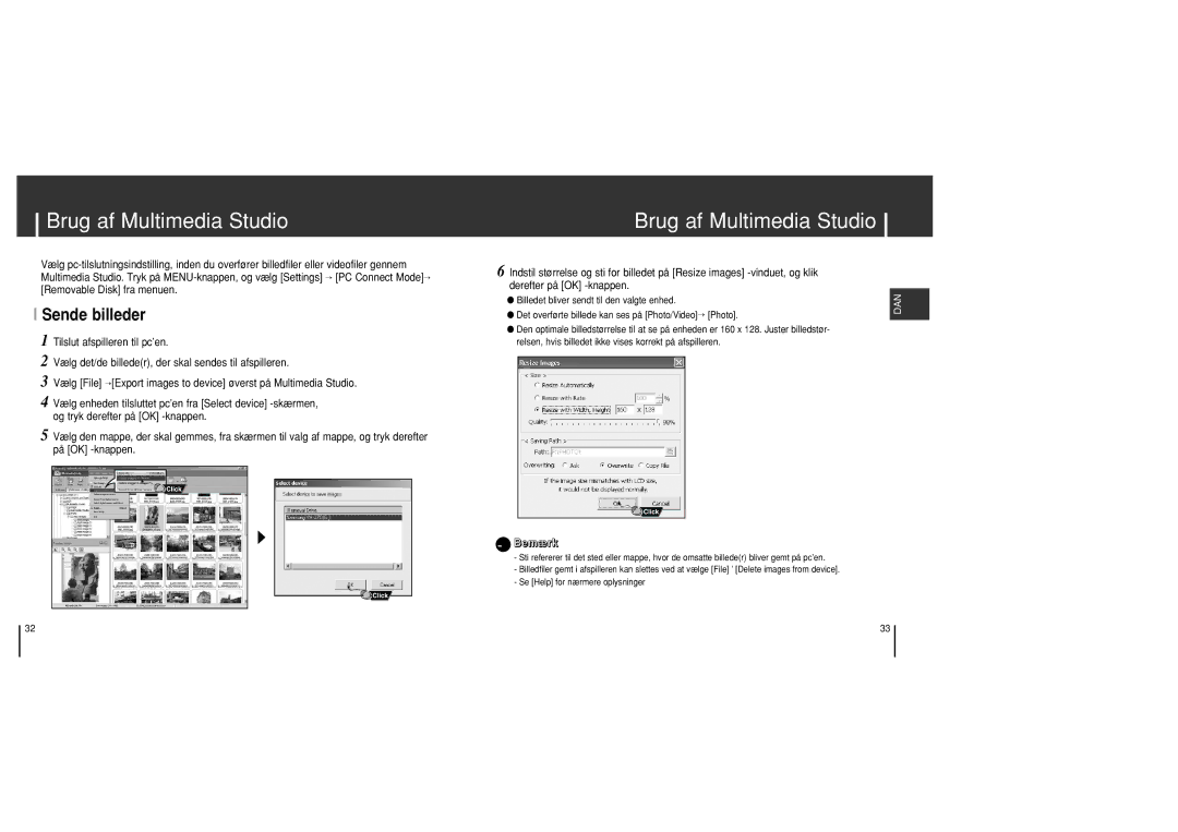 Samsung YH-J70SB/ELS manual Sende billeder 