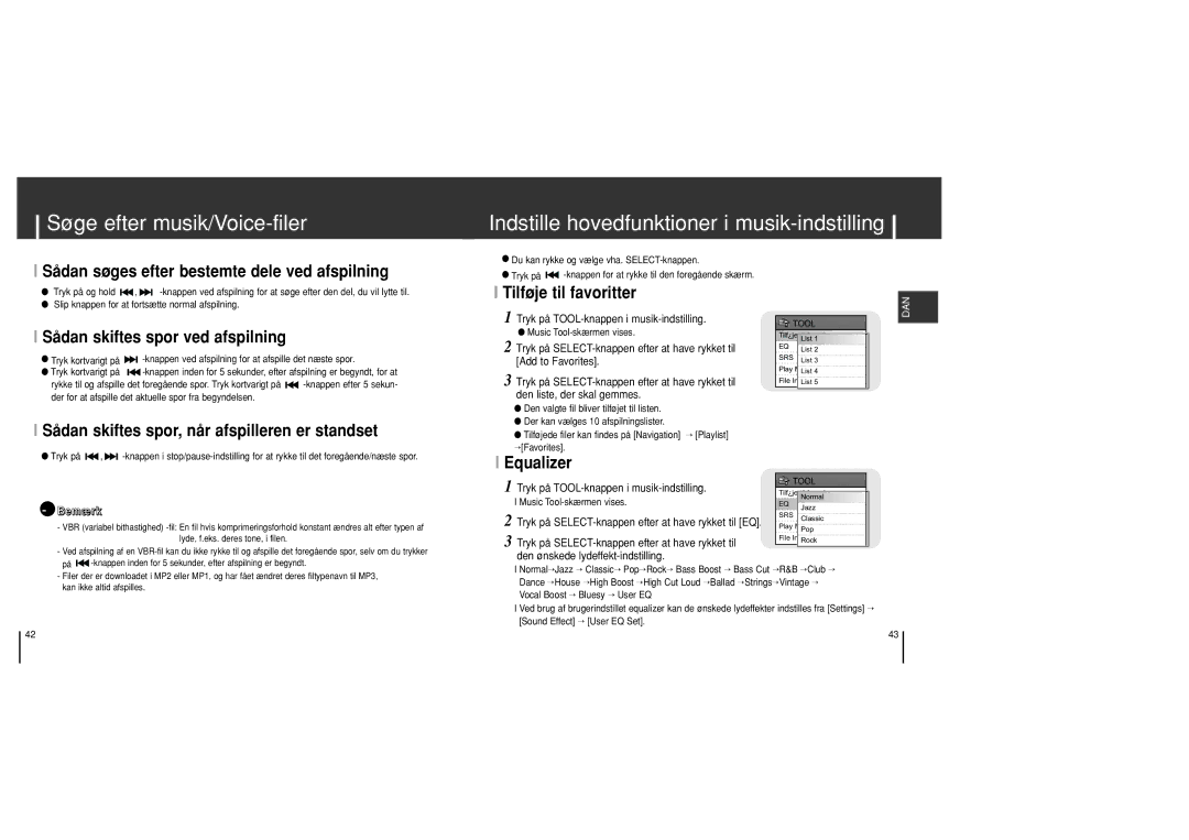 Samsung YH-J70SB/ELS manual Søge efter musik/Voice-filer, Indstille hovedfunktioner i musik-indstilling 