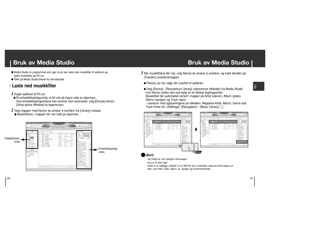 Samsung YH-J70SB/ELS manual Bruk av Media Studio, Laste ned musikkfiler, Genre sjanger og Track spor 