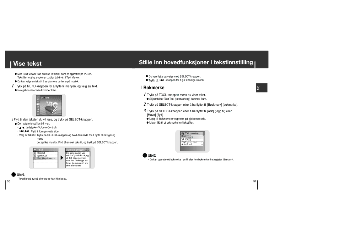 Samsung YH-J70SB/ELS manual Vise tekst, Trykk på TOOL-knappen mens du viser tekst 