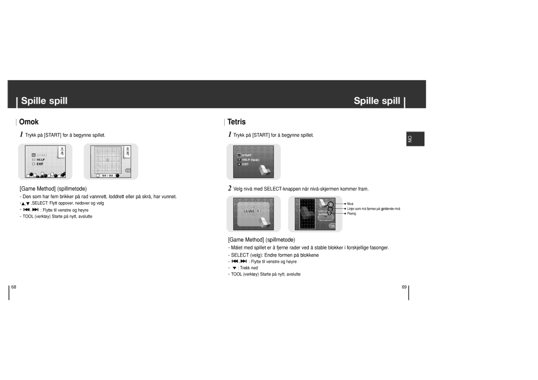 Samsung YH-J70SB/ELS manual Omok, Tetris 