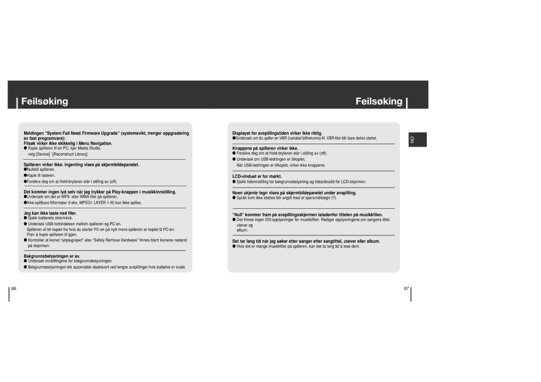 Samsung YH-J70SB/ELS manual Feilsøking, Jeg kan ikke laste ned filer 