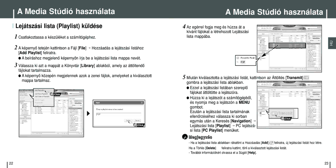 Samsung YH-J70SW/ELS, YH-J70SB/ELS manual Lejátszási lista Playlist küldése 