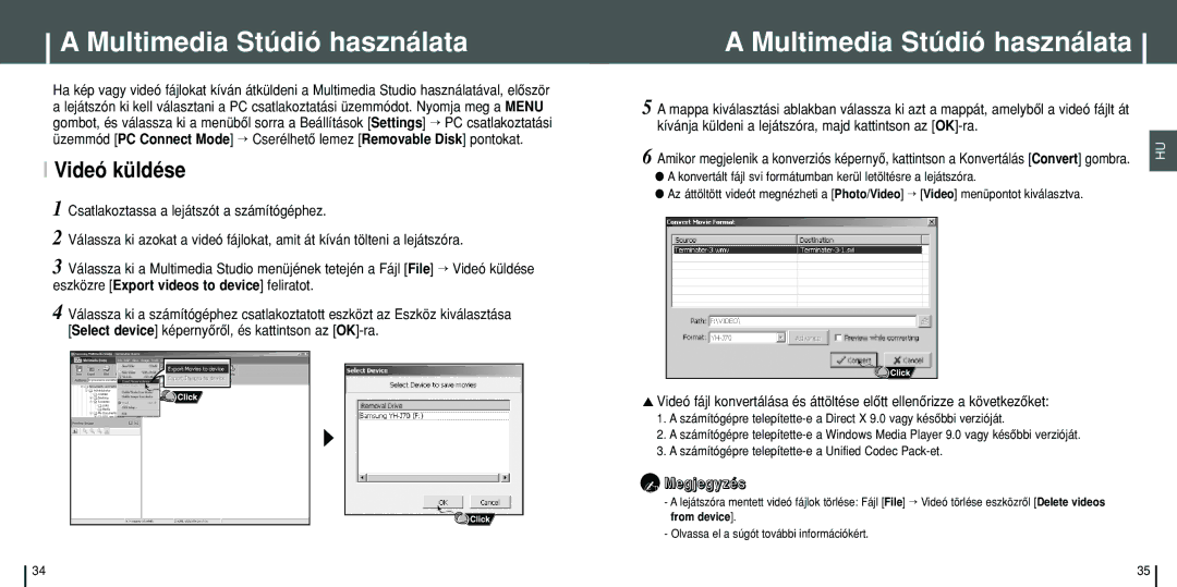 Samsung YH-J70SW/ELS, YH-J70SB/ELS manual Videó küldése 