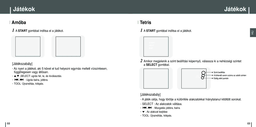 Samsung YH-J70SB/ELS, YH-J70SW/ELS manual Amôba, Tetris 